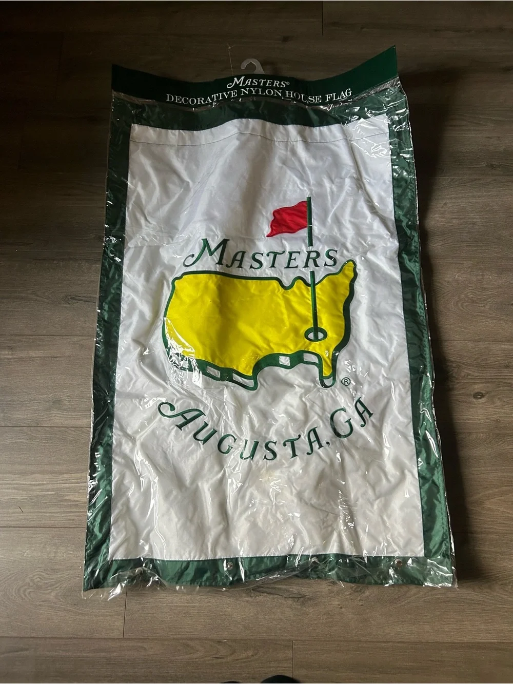 Masters White House Flag with Yellow Augusta Map, Green Border and Red Pin